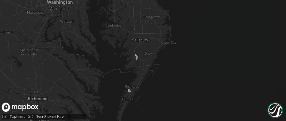 Hail map in Pocomoke City, MD on July 27, 2026