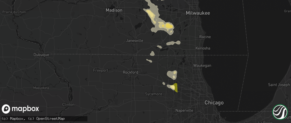 Hail map in Poplar Grove, IL on July 27, 2026