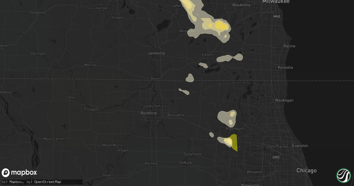 Hail map in Poplar Grove, IL on July 27, 2026