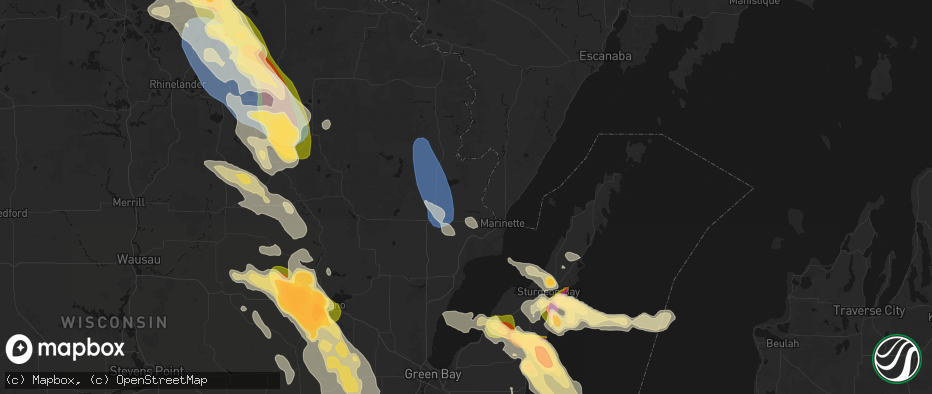 Hail map in Porterfield, WI on July 27, 2026