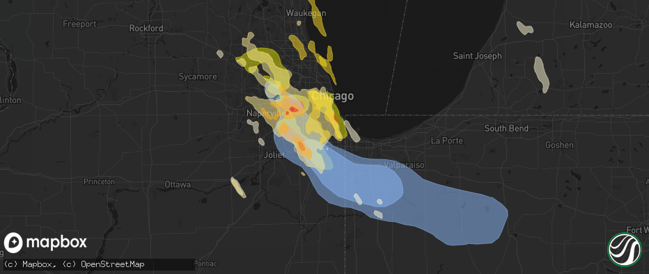 Hail map in Posen, IL on July 27, 2026
