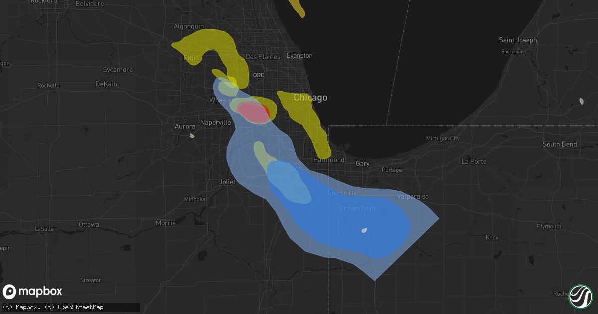 Hail map in Posen, IL on July 27, 2026