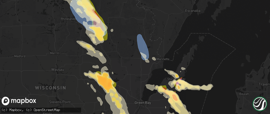 Hail map in Pound, WI on July 27, 2026