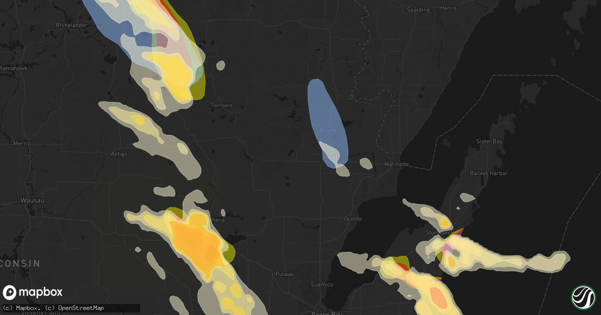 Hail map in Pound, WI on July 27, 2026