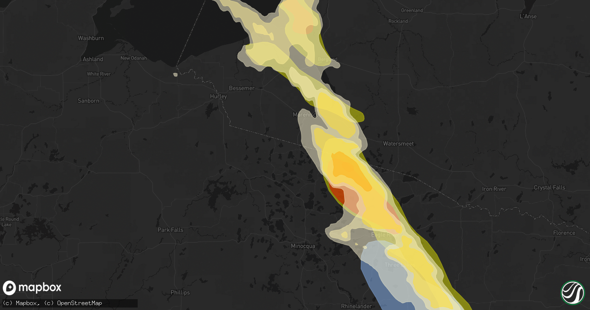 Hail map in Presque Isle, WI on July 27, 2026