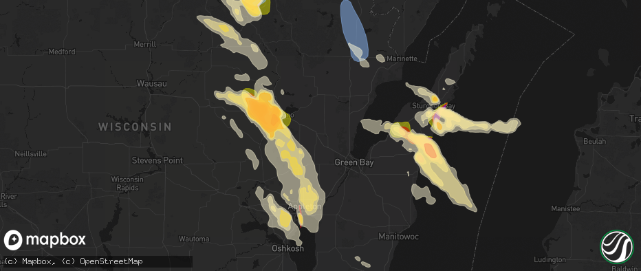 Hail map in Pulaski, WI on July 27, 2026