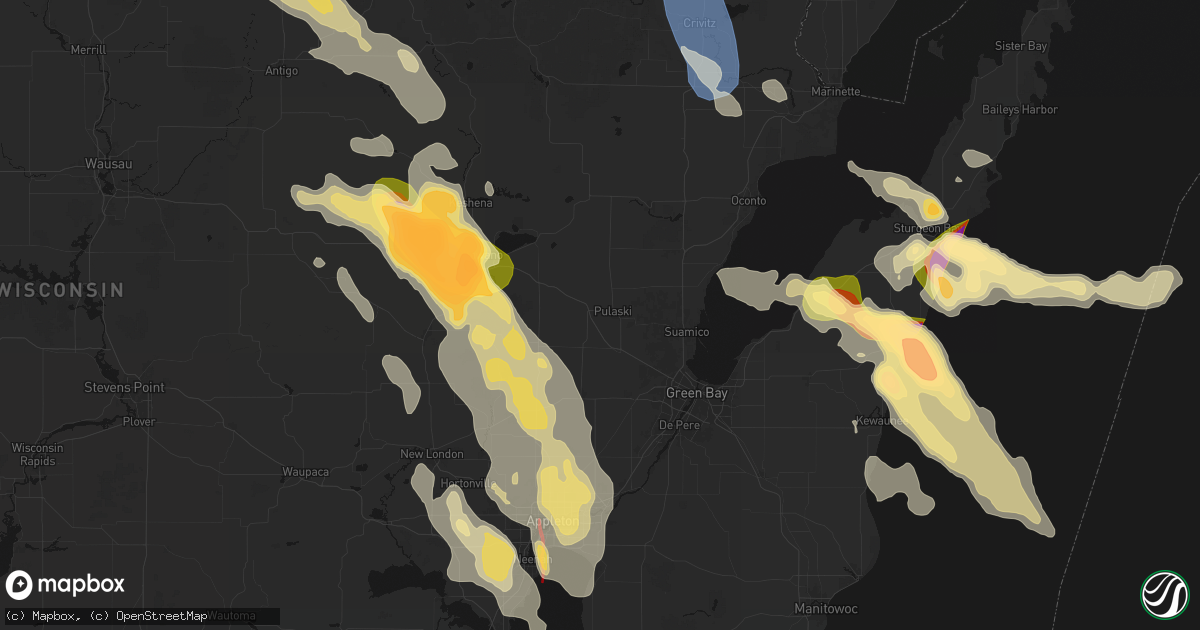 Hail map in Pulaski, WI on July 27, 2026