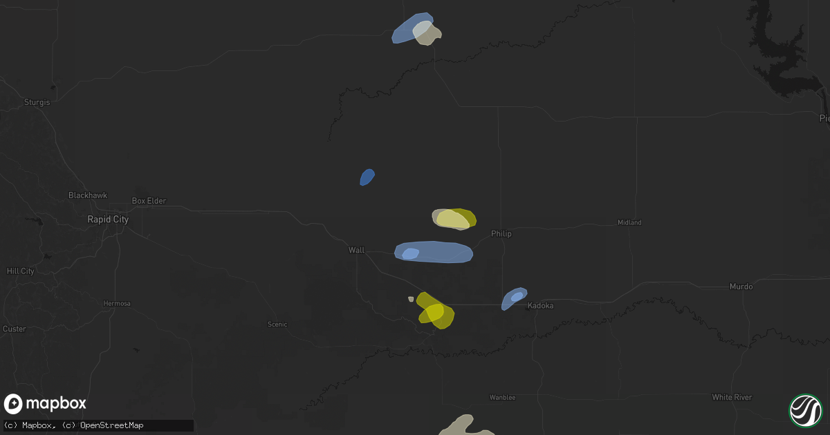 Hail map in Quinn, SD on July 27, 2026