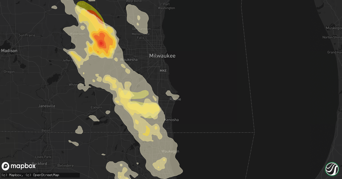 Hail map in Racine, WI on July 27, 2026