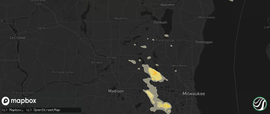 Hail map in Randolph, WI on July 27, 2026