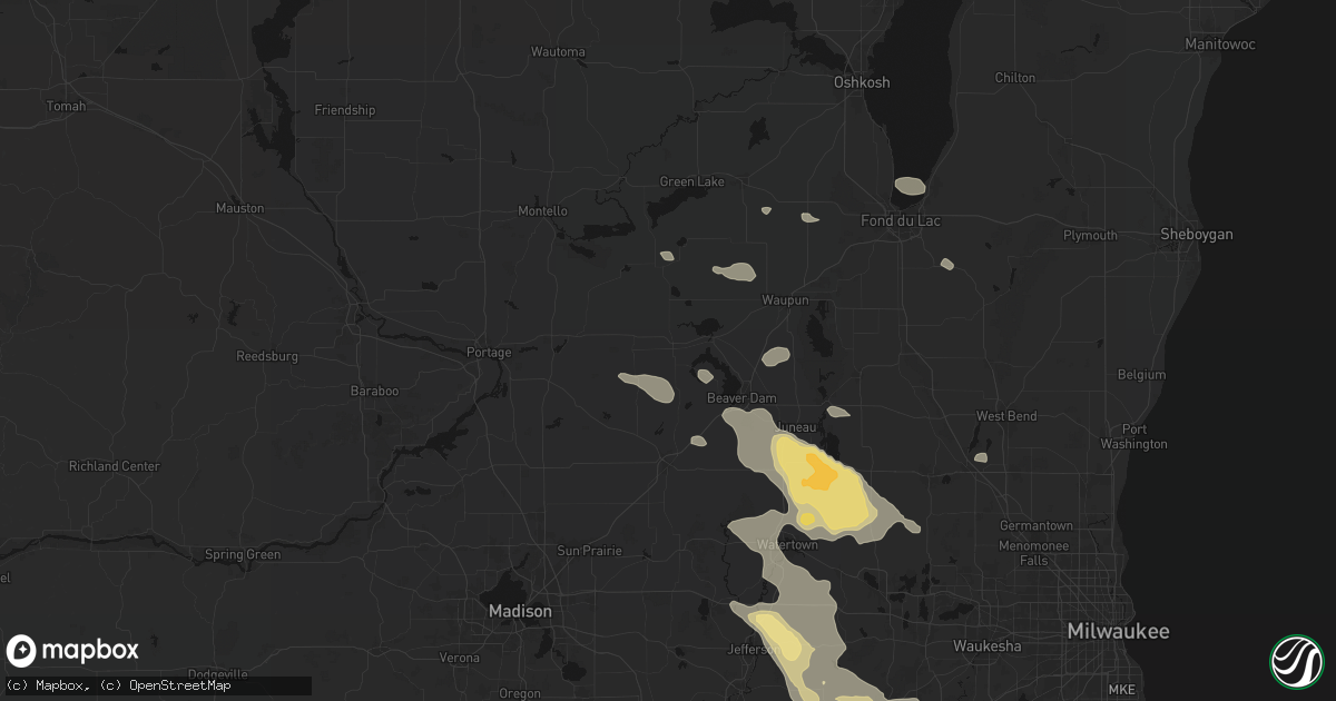 Hail map in Randolph, WI on July 27, 2026