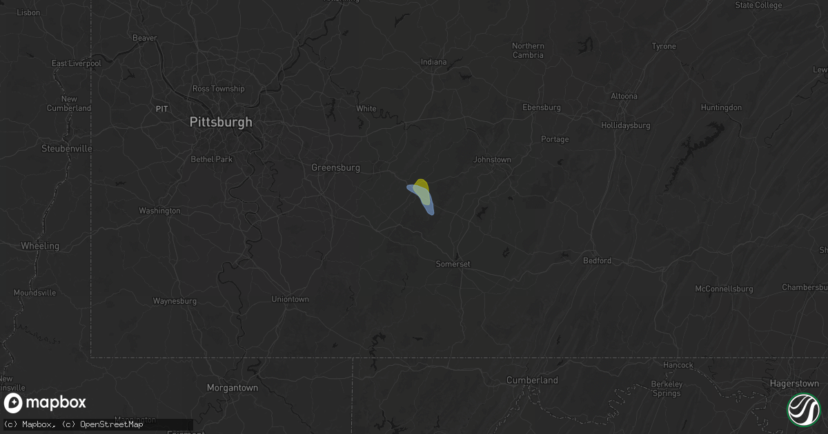 Hail map in Rector, PA on July 27, 2026
