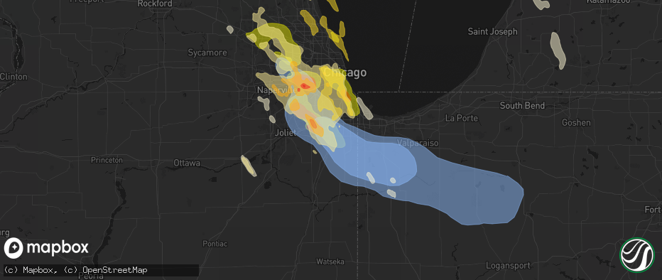 Hail map in Richton Park, IL on July 27, 2026