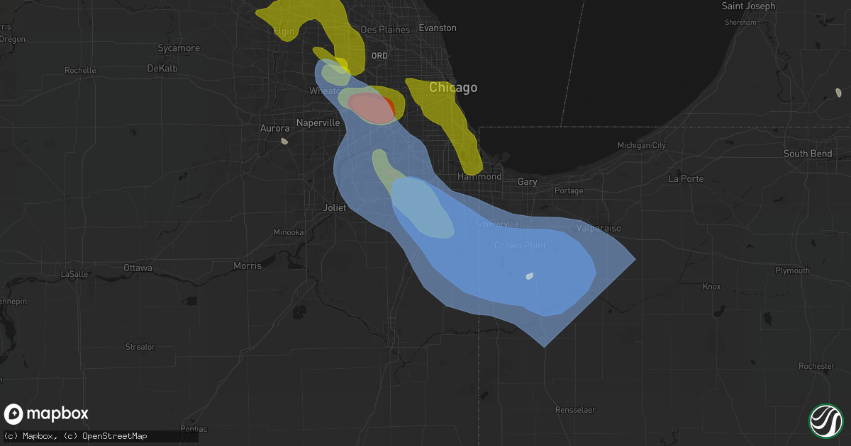 Hail map in Richton Park, IL on July 27, 2026