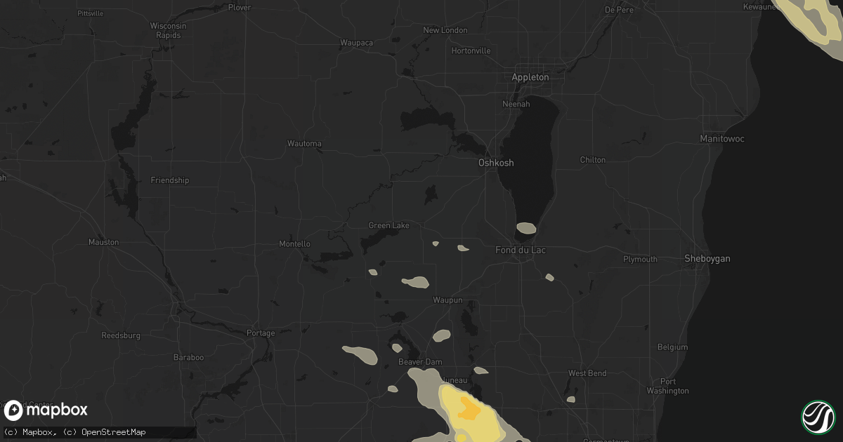 Hail map in Ripon, WI on July 27, 2026