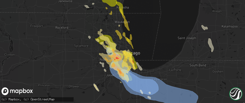 Hail map in River Forest, IL on July 27, 2026