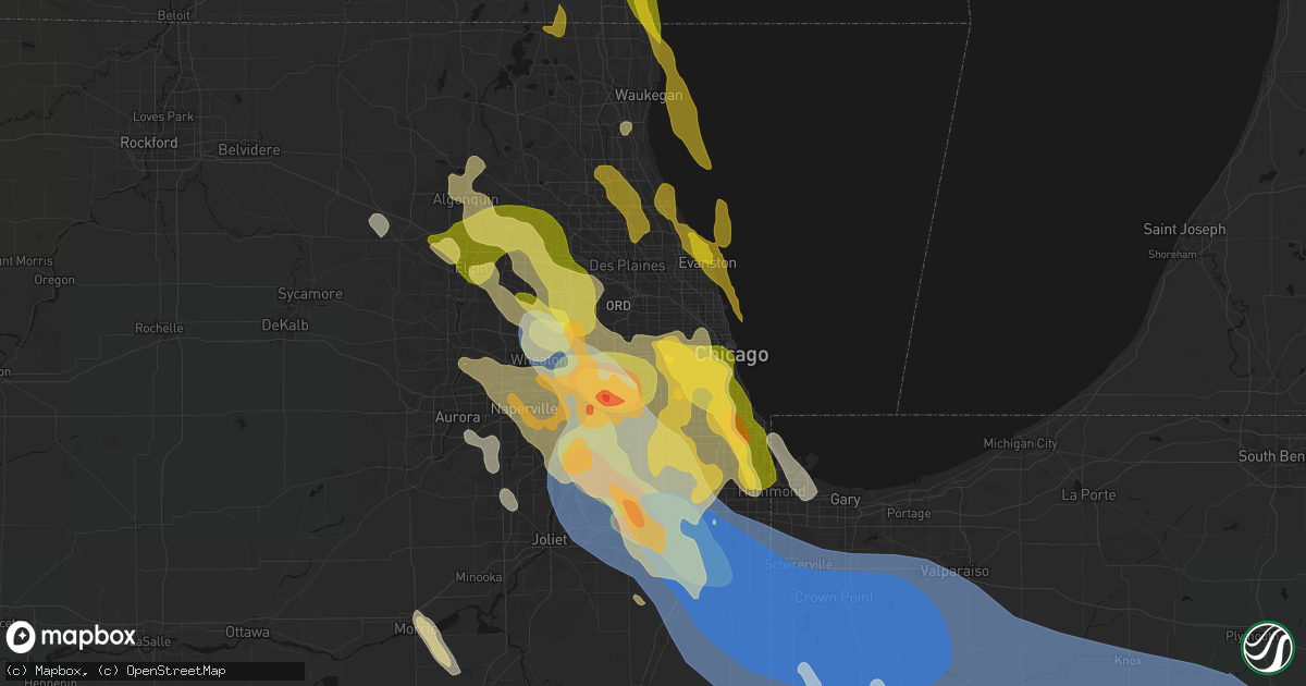 Hail map in River Forest, IL on July 27, 2026