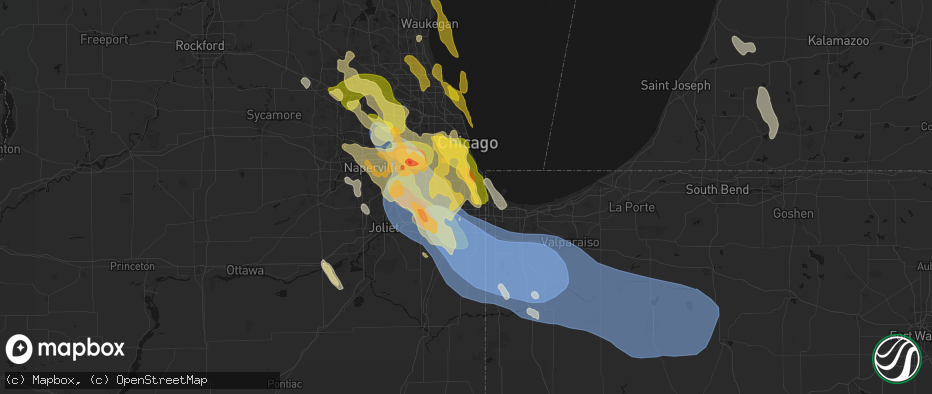 Hail map in Riverdale, IL on July 27, 2026