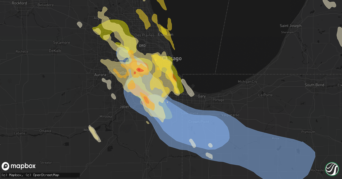Hail map in Riverdale, IL on July 27, 2026