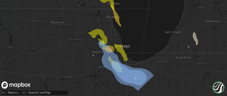 Hail map in Riverside, IL on July 27, 2026