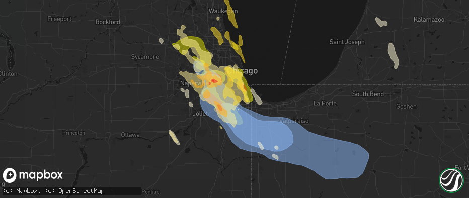 Hail map in Robbins, IL on July 27, 2026