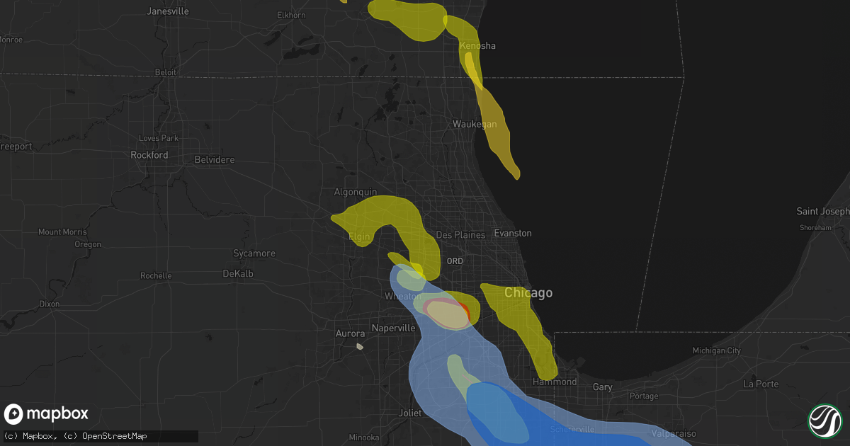 Hail map in Rolling Meadows, IL on July 27, 2026