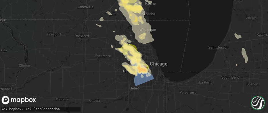 Hail map in Roselle, IL on July 27, 2026