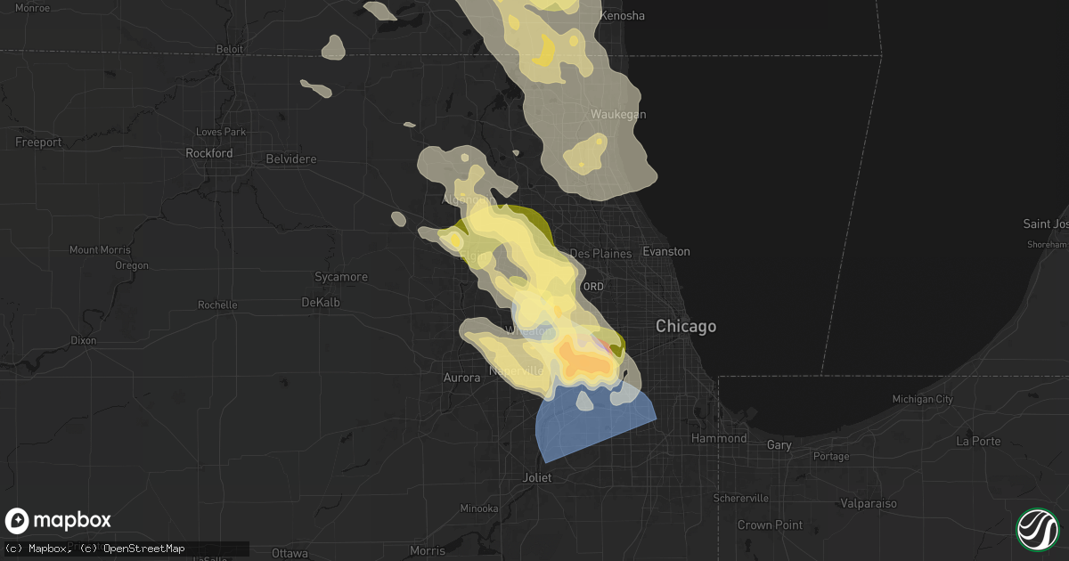 Hail map in Roselle, IL on July 27, 2026