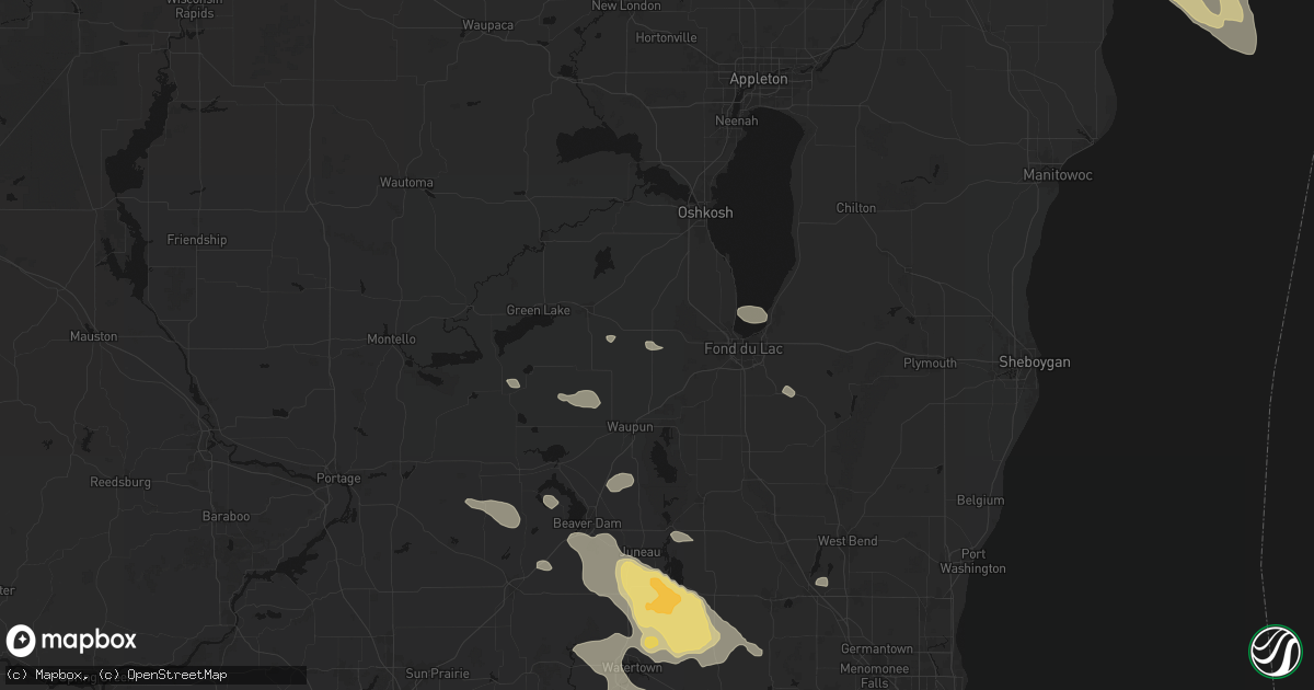 Hail map in Rosendale, WI on July 27, 2026