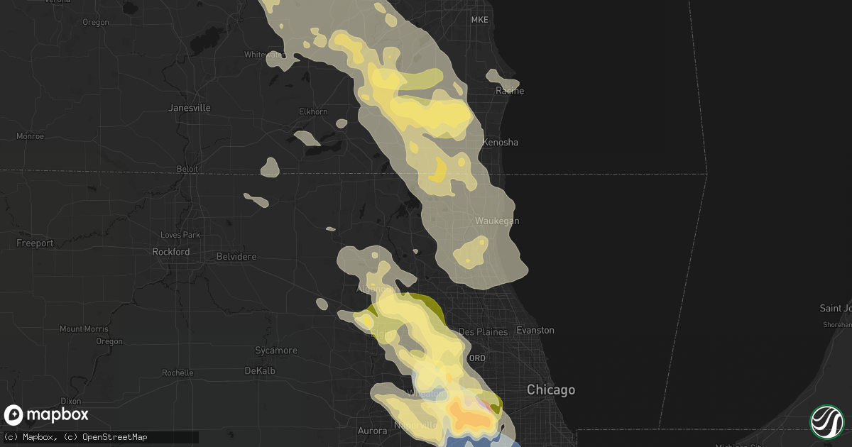 Hail map in Round Lake, IL on July 27, 2026
