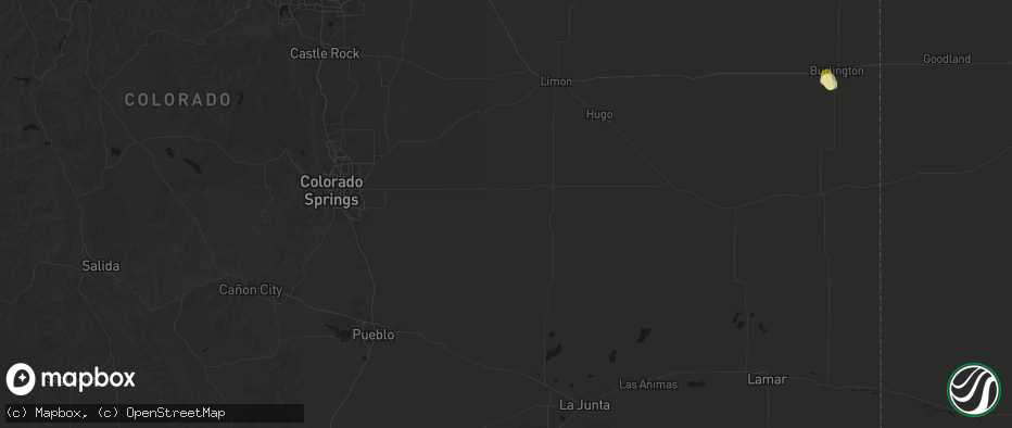 Hail map in Rush, CO on July 27, 2026
