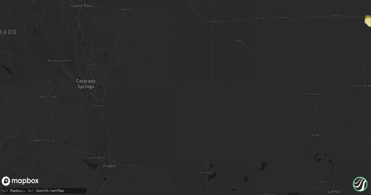Hail map in Rush, CO on July 27, 2026