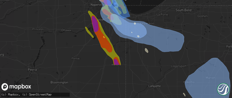 Hail map in Saint Anne, IL on July 27, 2026