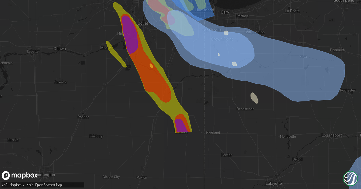 Hail map in Saint Anne, IL on July 27, 2026