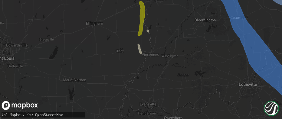Hail map in Saint Francisville, IL on July 27, 2026