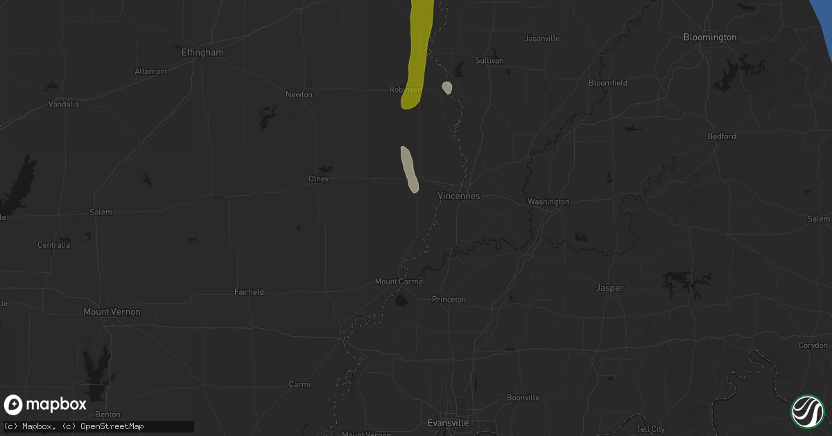 Hail map in Saint Francisville, IL on July 27, 2026