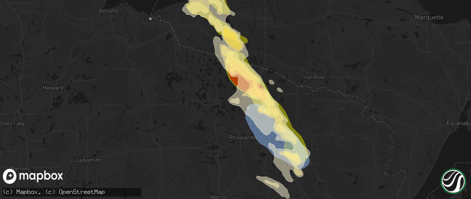 Hail map in Saint Germain, WI on July 27, 2026