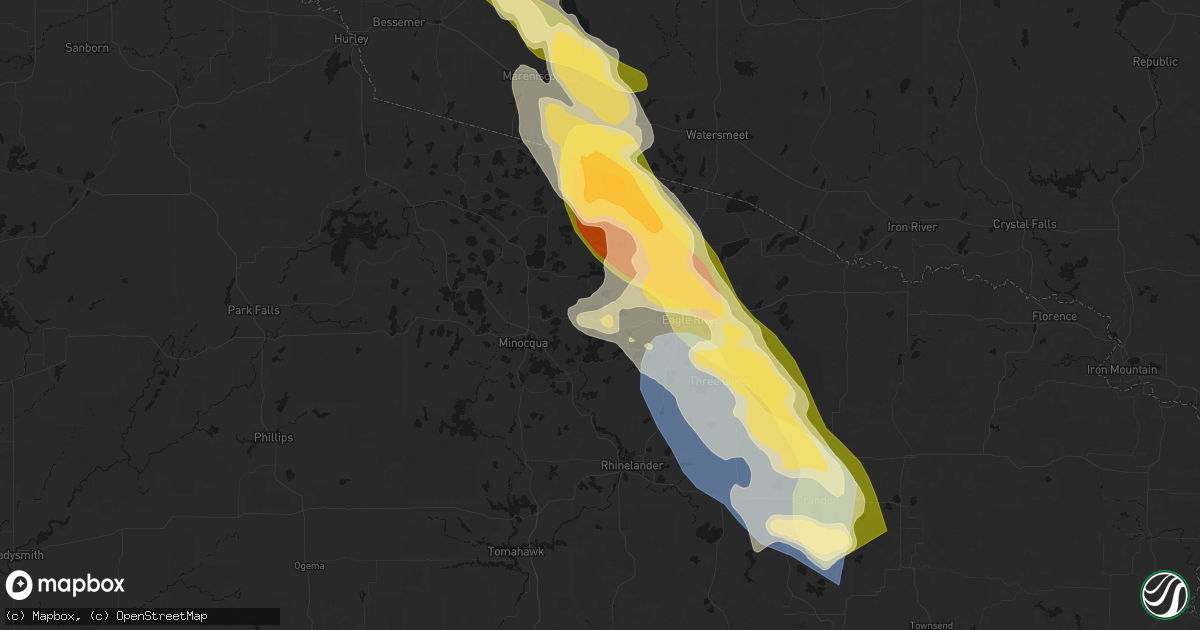 Hail map in Saint Germain, WI on July 27, 2026