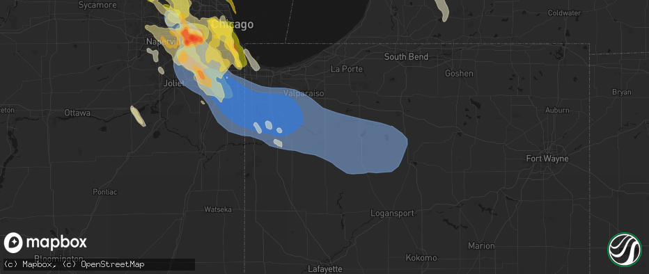 Hail map in San Pierre, IN on July 27, 2026