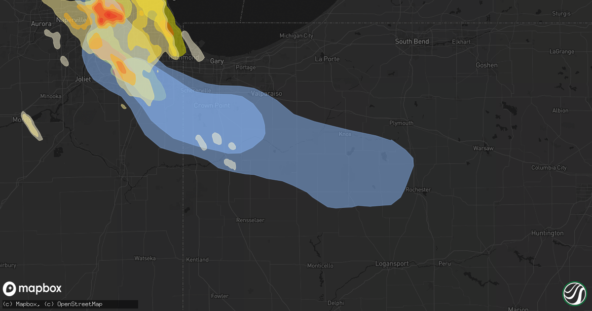 Hail map in San Pierre, IN on July 27, 2026
