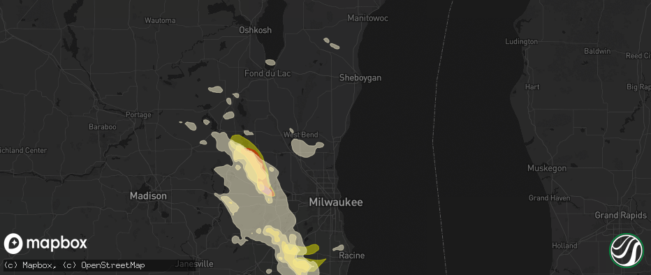 Hail map in Saukville, WI on July 27, 2026
