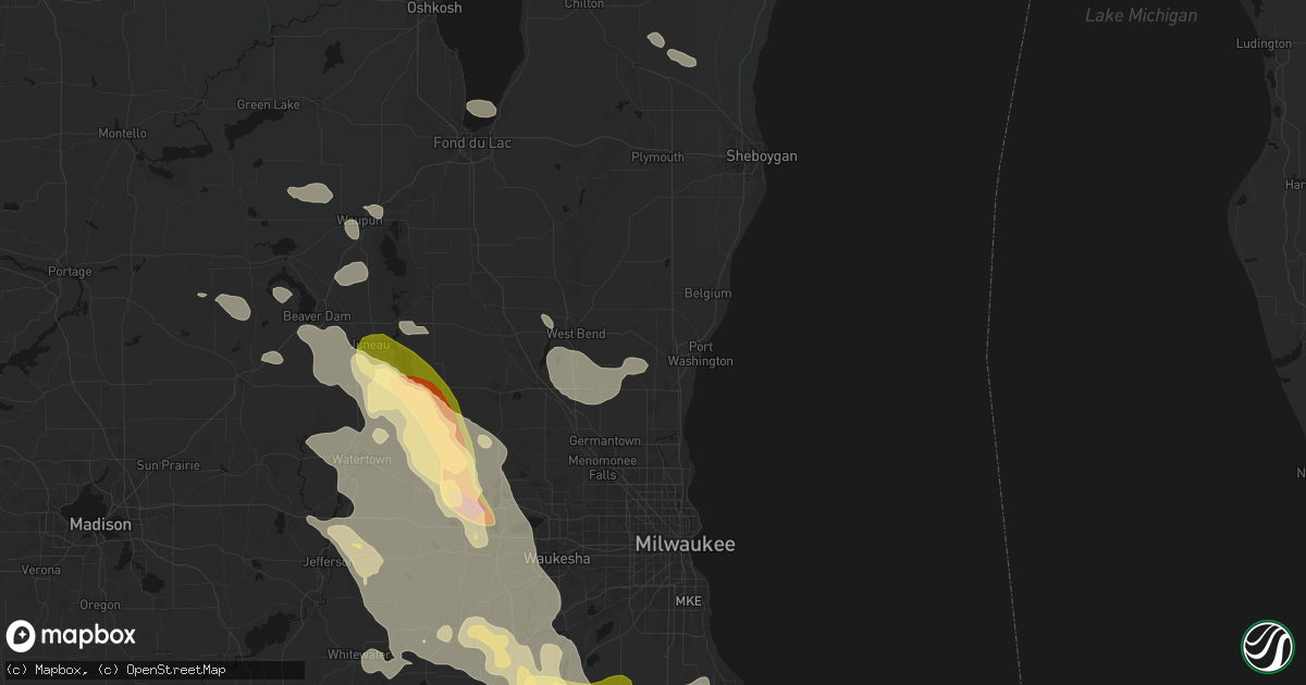 Hail map in Saukville, WI on July 27, 2026