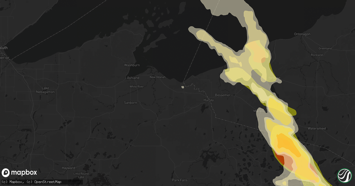 Hail map in Saxon, WI on July 27, 2026