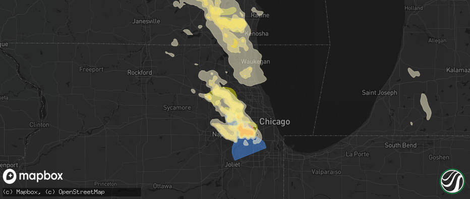 Hail map in Schaumburg, IL on July 27, 2026