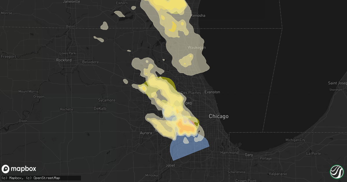 Hail map in Schaumburg, IL on July 27, 2026