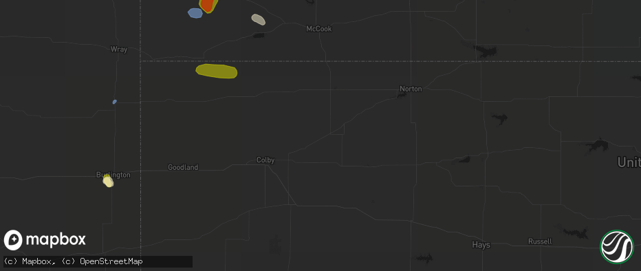 Hail map in Selden, KS on July 27, 2026