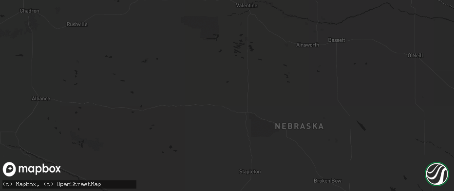 Hail map in Seneca, NE on July 27, 2026