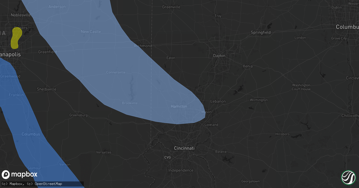 Hail map in Seven Mile, OH on July 27, 2026