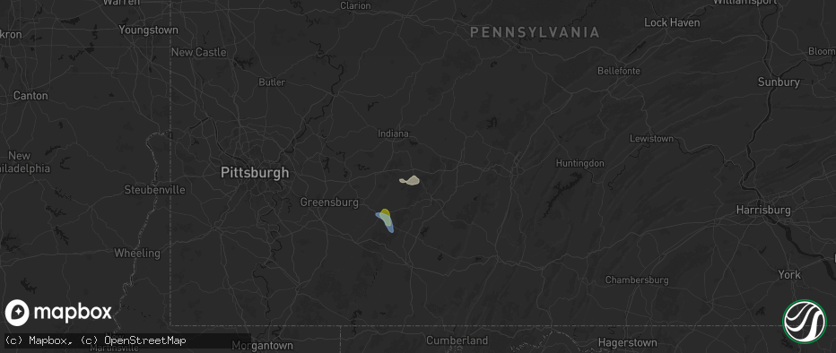 Hail map in Seward, PA on July 27, 2026