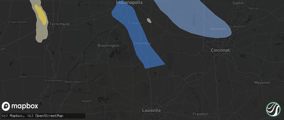 Hail map in Seymour, IN on July 27, 2026